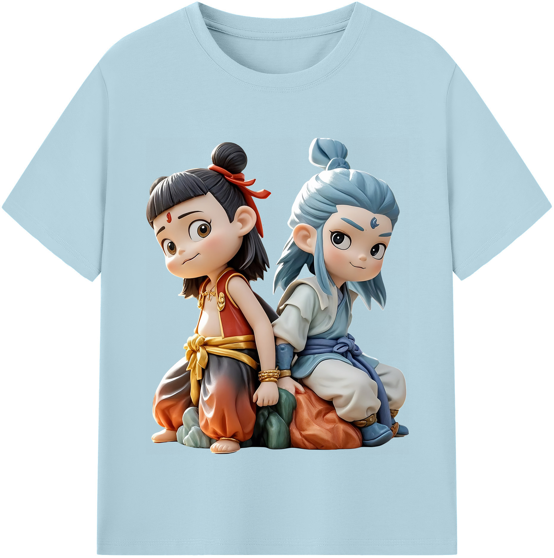 （画像用） Ne Zha 2 ナタ 魔童の大暴れ 綿100％半袖Tシャツ（フロントプリント）